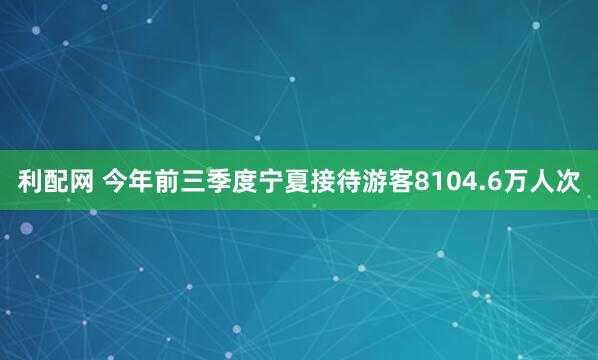 利配网 今年前三季度宁夏接待游客8104.6万人次