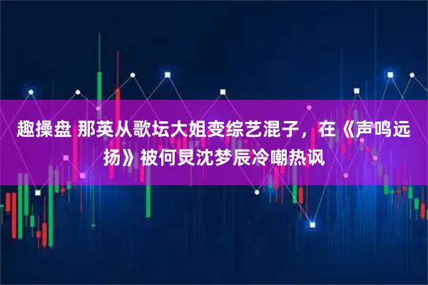 趣操盘 那英从歌坛大姐变综艺混子,在《声鸣远扬》被何炅沈梦辰冷嘲热讽