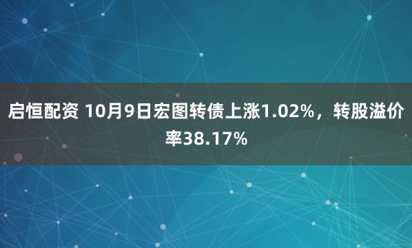 启恒配资 10月9日宏图转债上涨1.02%，转股溢价率38.17%